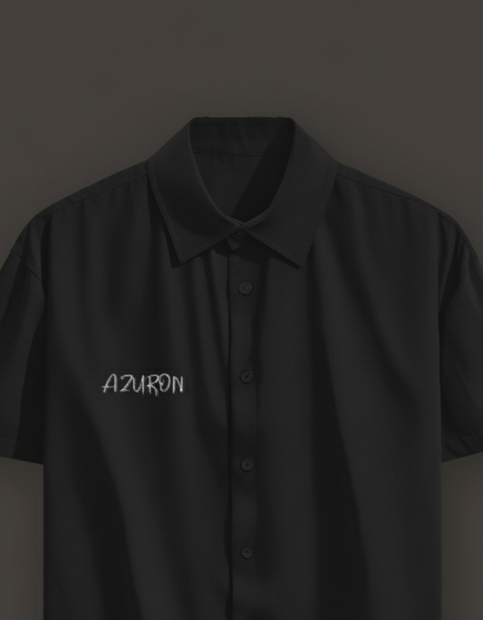 Black shirt with 'AZURON' branding on a dark background